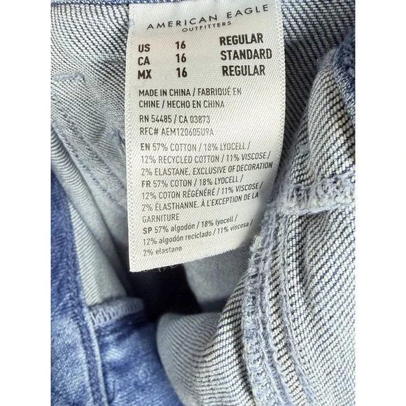 American Eagle Curvy Super High Rise Carpenter Jeans Baggy Wide Leg Blue 16 - Picture 10 of 10